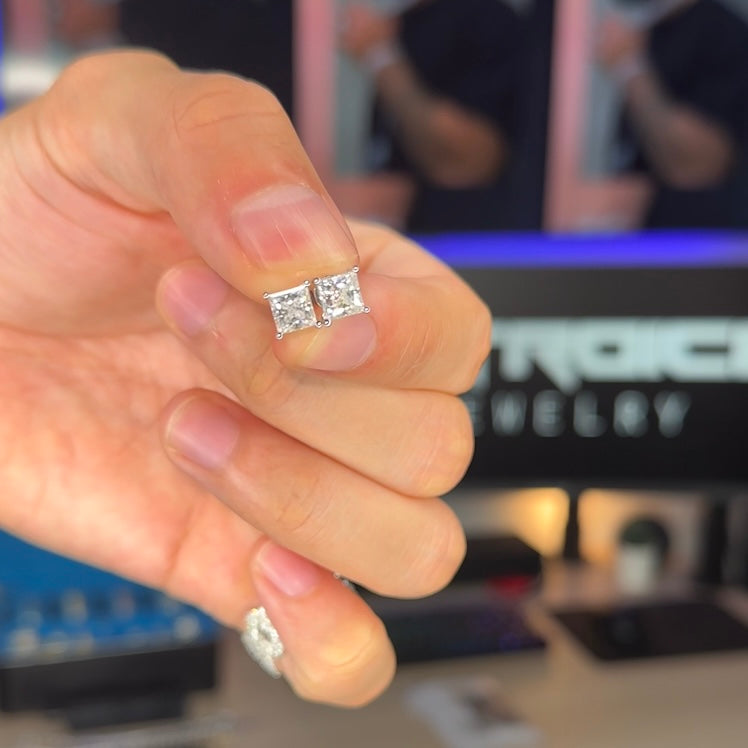 Square Moissanite Earrings 1ct